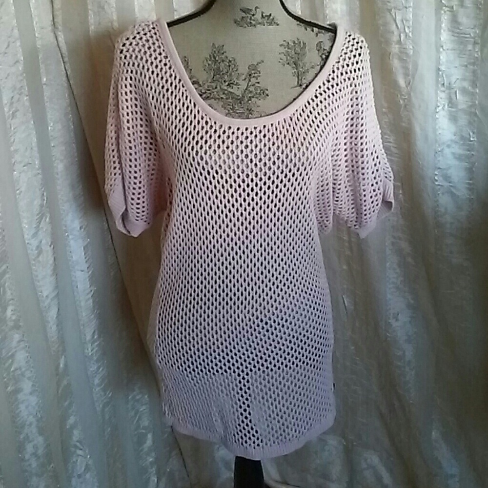 Guess Women's Mesh Cotton Tunic Blouse Top